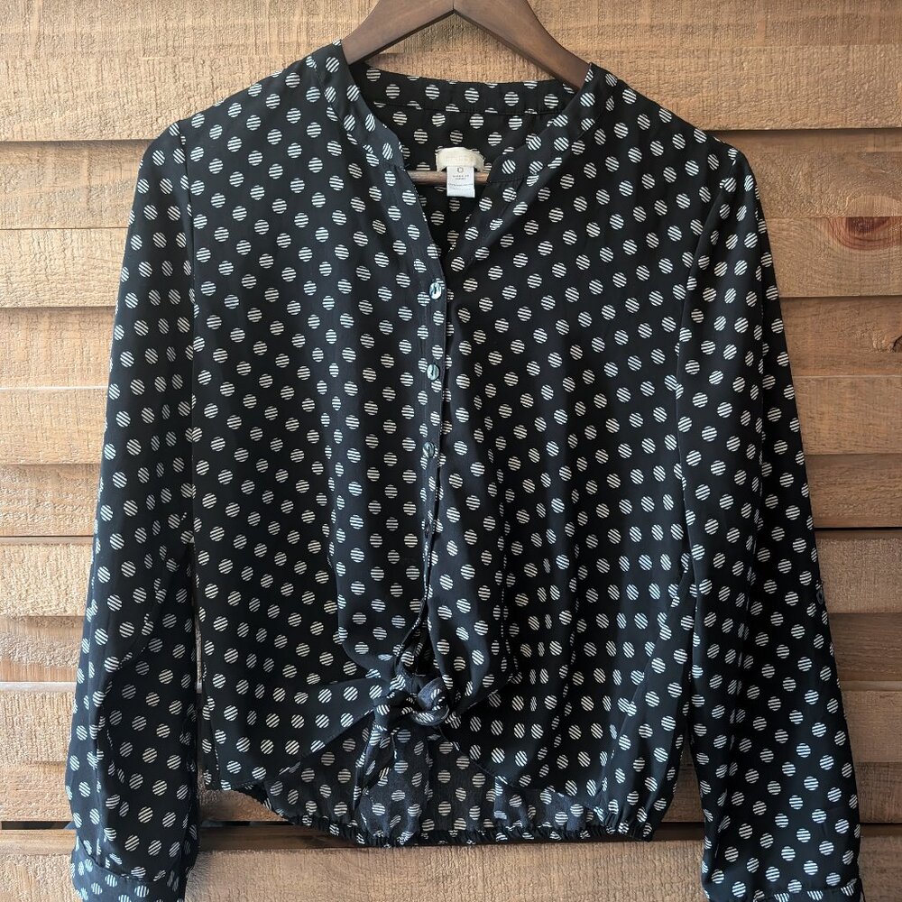 Chico's Size 0 Black and White Dress Blouse